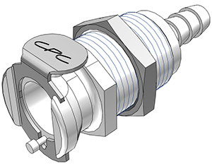 21100 21100 - Kupplung Acetal Schott/Schlauchtülle 6,4 mm mit Absperrung, NSF (PLCD16004 NSF)