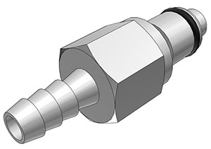 70500 70500 - Stecker MS-VC mit Schlauchtülle 6,4 mm mit Absperrung, NSF (LCD22004 NSF)