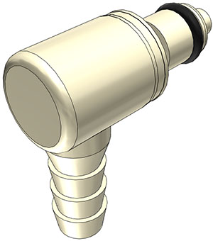 PMCD230412 - Stecker PP mit Winkel-Schlauchtülle 6,4 mm mit Absperrung