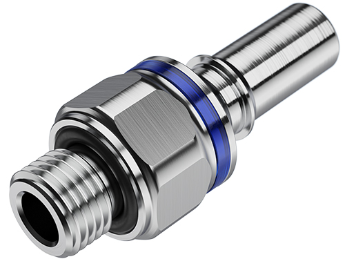 LQ4D47004BLU - Stecker MS-VC mit AG 1/4" BSPP mit Absperrung, blau, Non-Spill