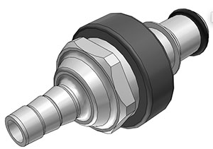 NS4D22004V - Stecker PP mit Schlauchtülle 6,4 mm mit Absperrung, Non-Spill, FKM-Dichtung