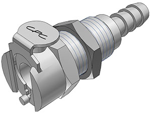 MCD1604 - Kupplung MS-VC Schott mit Schlauchtülle 6,4 mm mit Absperrung