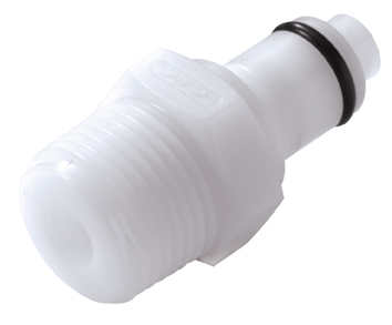 22200 22200 - Stecker Acetal mit konischem AG 3/8" NPT mit Absperrung, NSF (PLCD24006 NSF)